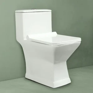 Hindware Prima Floor Mount Western Commode for Toilet | White Colour | Rectangular Shape | One Piece EWC | S-Trap 220mm | Anti-Fungal & Anti-Bacterial Soft Close Seat Cover | 10-Year Warranty |