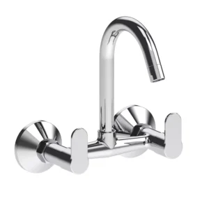 Hindware Sink Mixer with Swivel Spout Studio Series Silver Stainless Steel Chrome Finish, F690027
