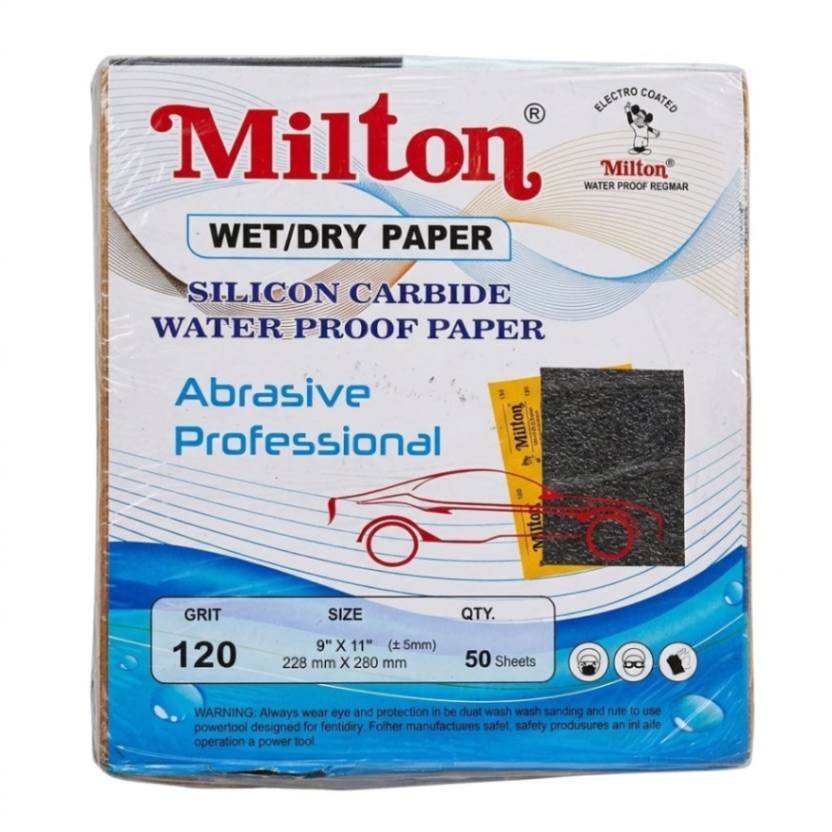 Milton Sand Paper Sheets Silicone Carbide Electro Coated Black Waterproof Paper for Industrial Use (50 sheet x 10 pack per Box) - Image 3